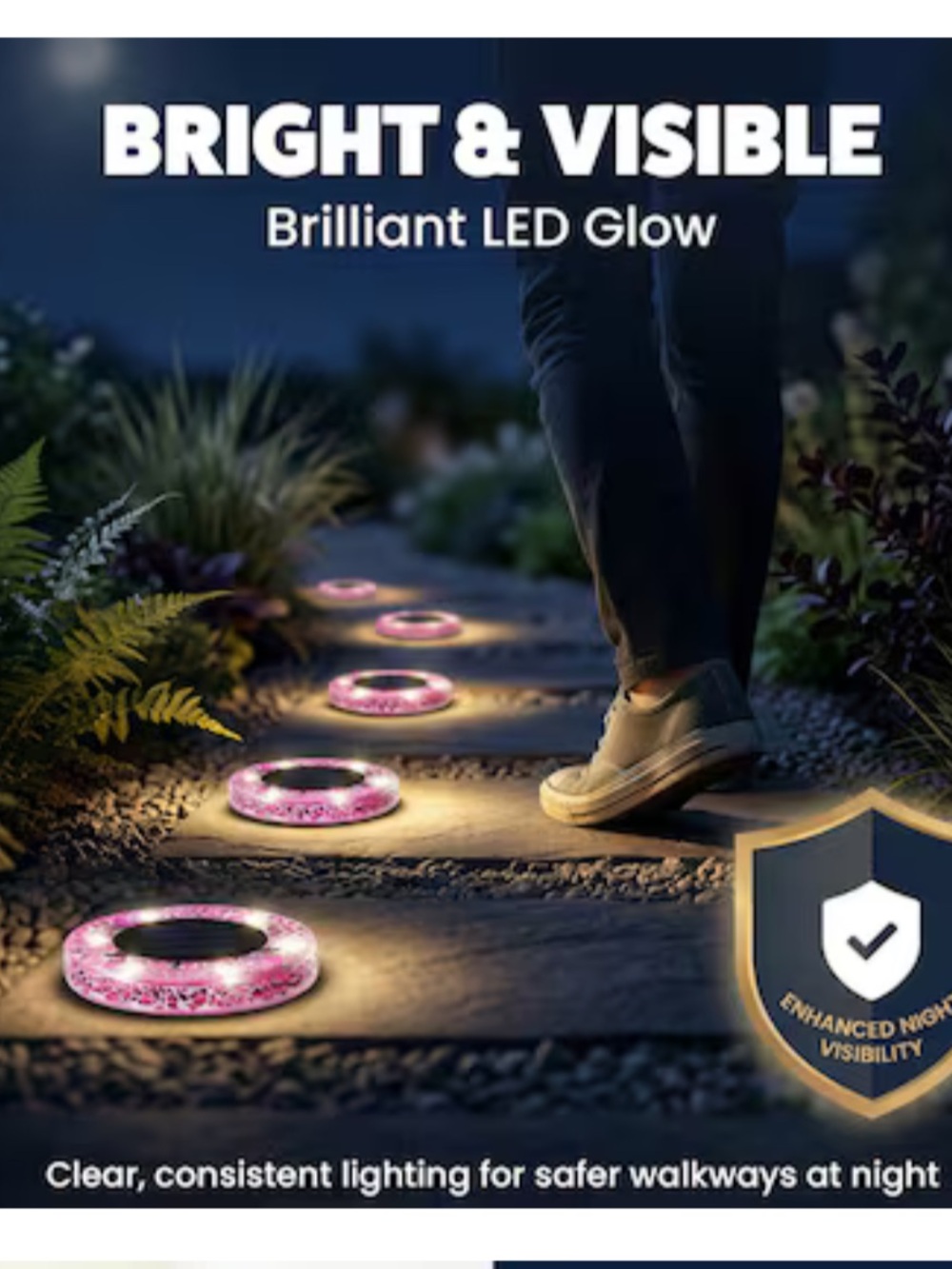 BELL + HOWELL 4 -Pack Mosaic Disk Lights 24 -Lumens Mosaic Fuchsia Solar LED - Picture 7 of 11